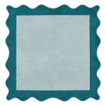 Teal Rhythm Square Hand Tufted Wool Rug