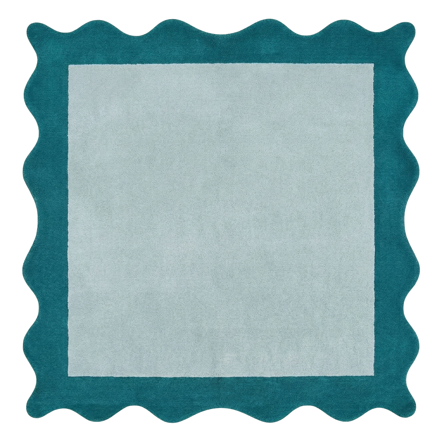 Teal Rhythm Square Hand Tufted Wool Rug