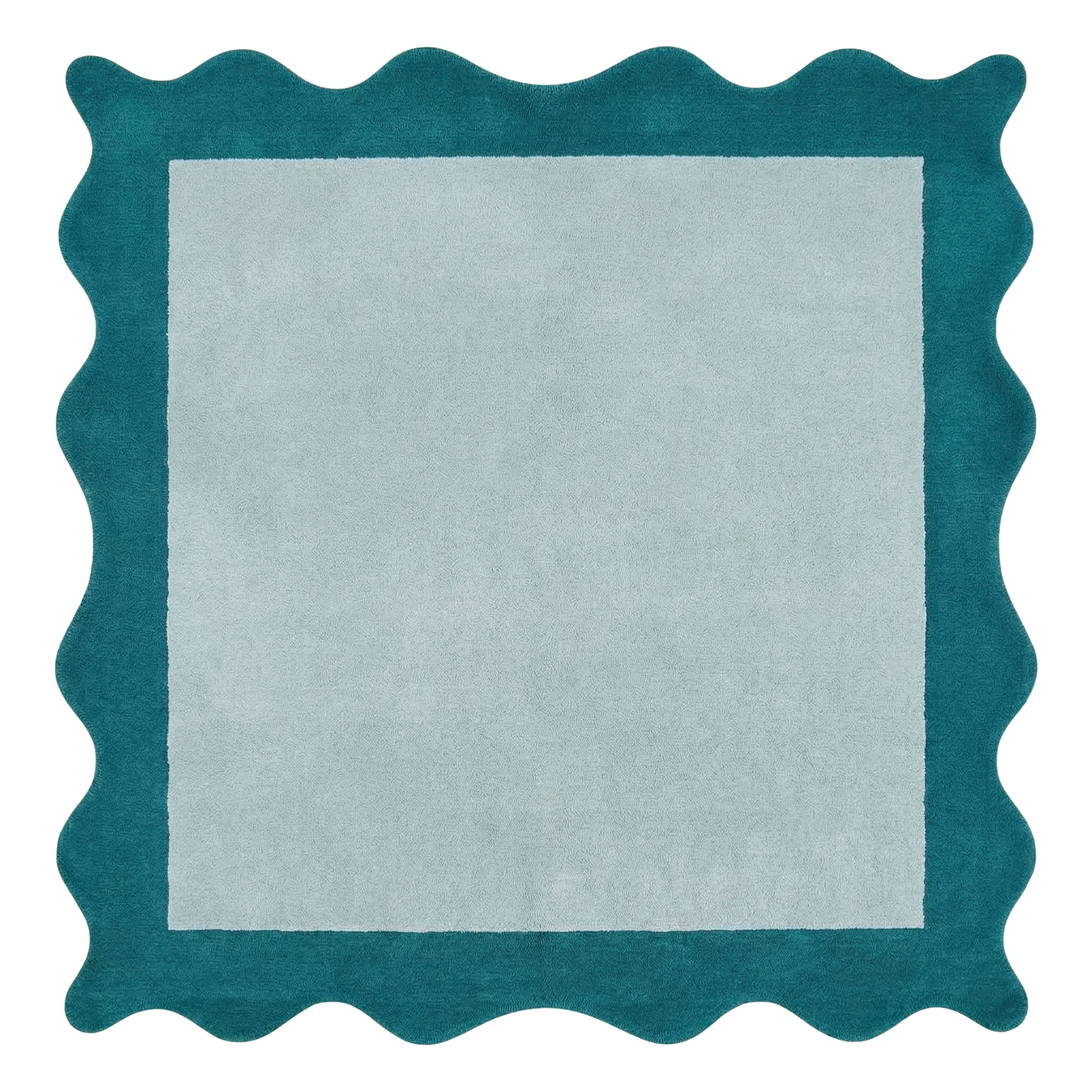 Teal Rhythm Square Hand Tufted Wool Rug