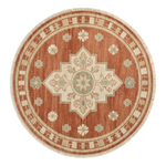 Terracotta Star Medallion Round Hand Knotted Rug - alternate view