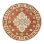 Terracotta Star Medallion Round Hand Knotted Rug