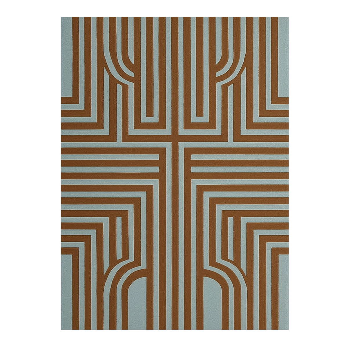 Terracotta Parallel Maze Hand Tufted Wool Rug 
