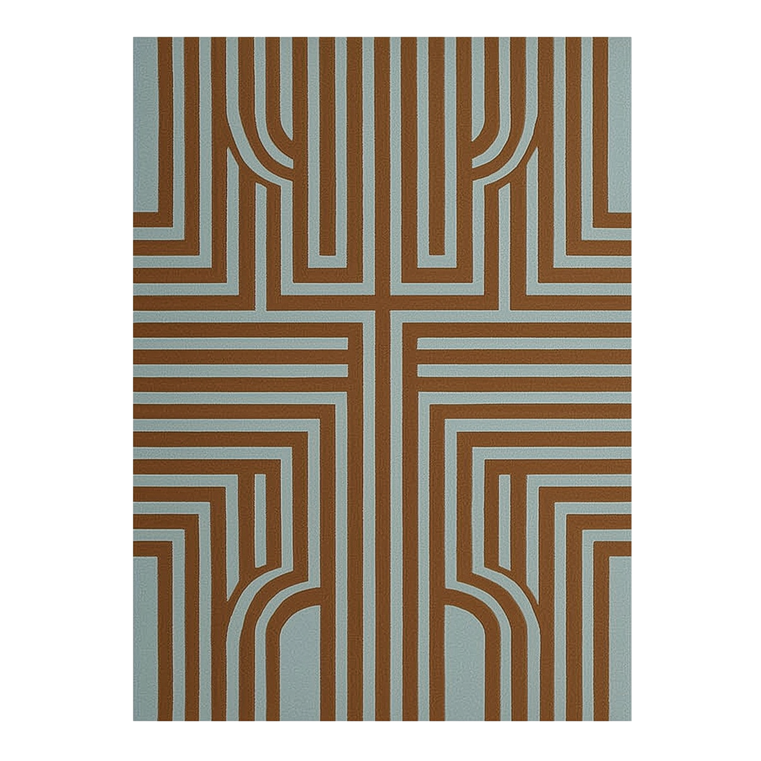 Terracotta Parallel Maze Hand Tufted Wool Rug 