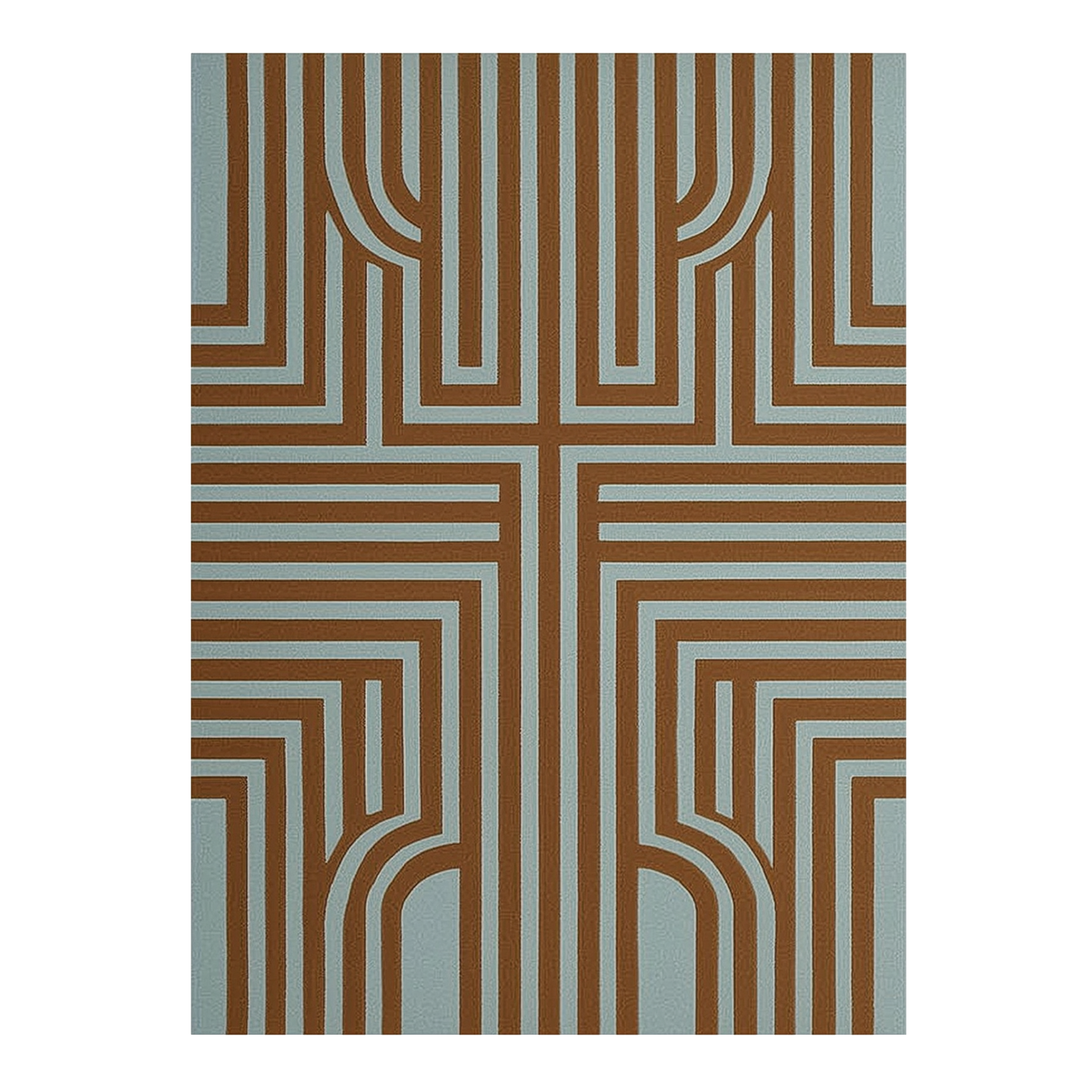 Terracotta Parallel Maze Hand Tufted Wool Rug 