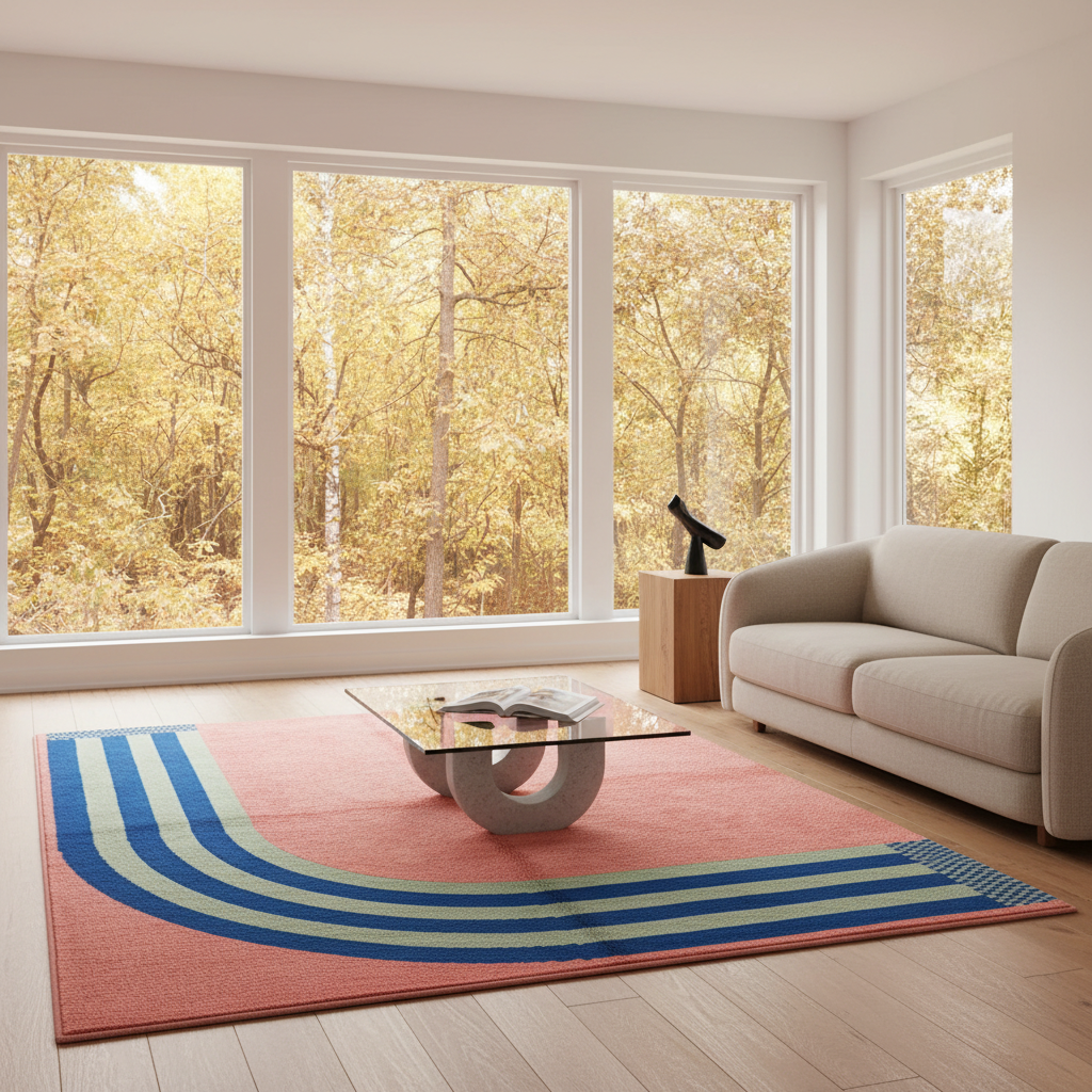 The Retro Arc Hand Knotted Square Rug