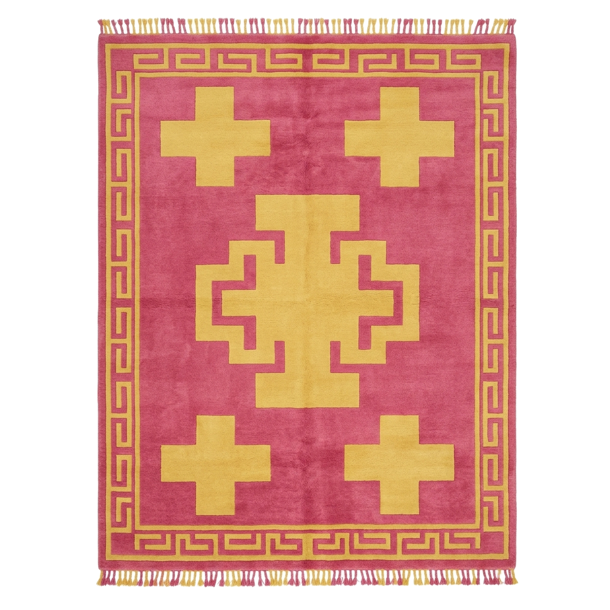 The Step Cross Crimson Hand Knotted Wool Rug