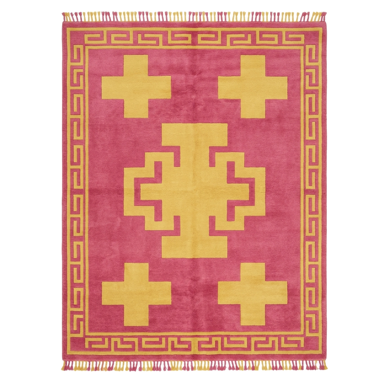 The Step Cross Crimson Hand Knotted Wool Rug