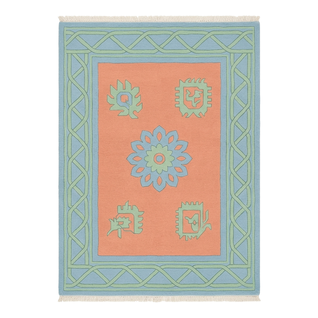 The Twisted Border Hand Knotted Wool Rug 