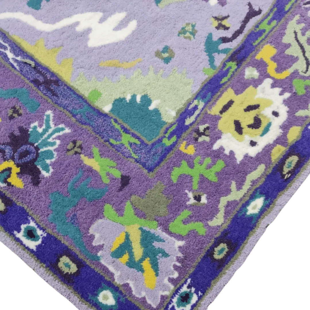 Traditional Floral Hand Tufted Wool Rug - Purple