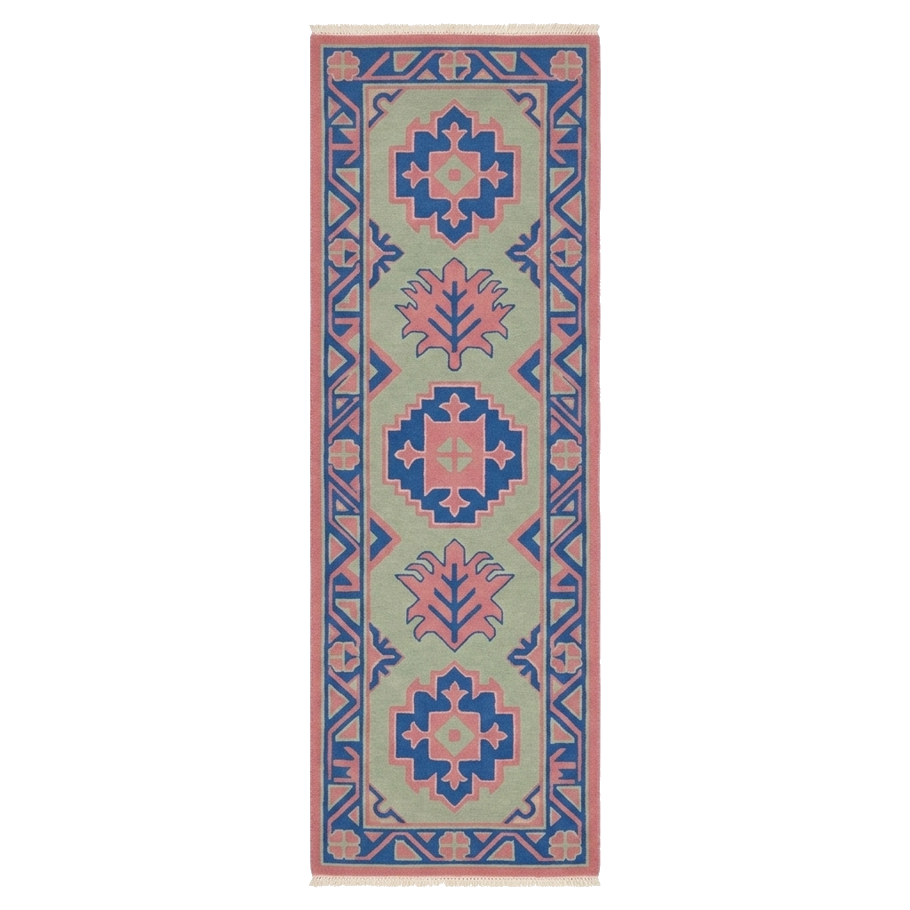 Tribal Emblem Hand Tufted Wool Runner Rug 