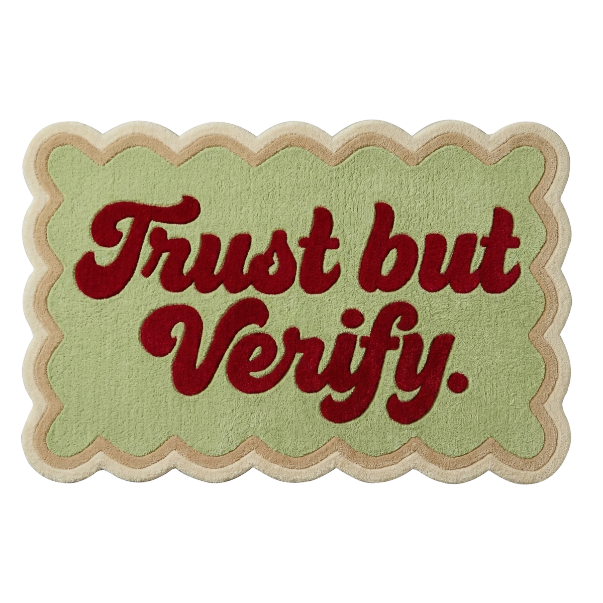 Trust But Verify Green Hand Tufted Wool Rug
