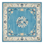 Turquoise Bouquet Frame Square Hand Tufted Wool Rug - alternate view