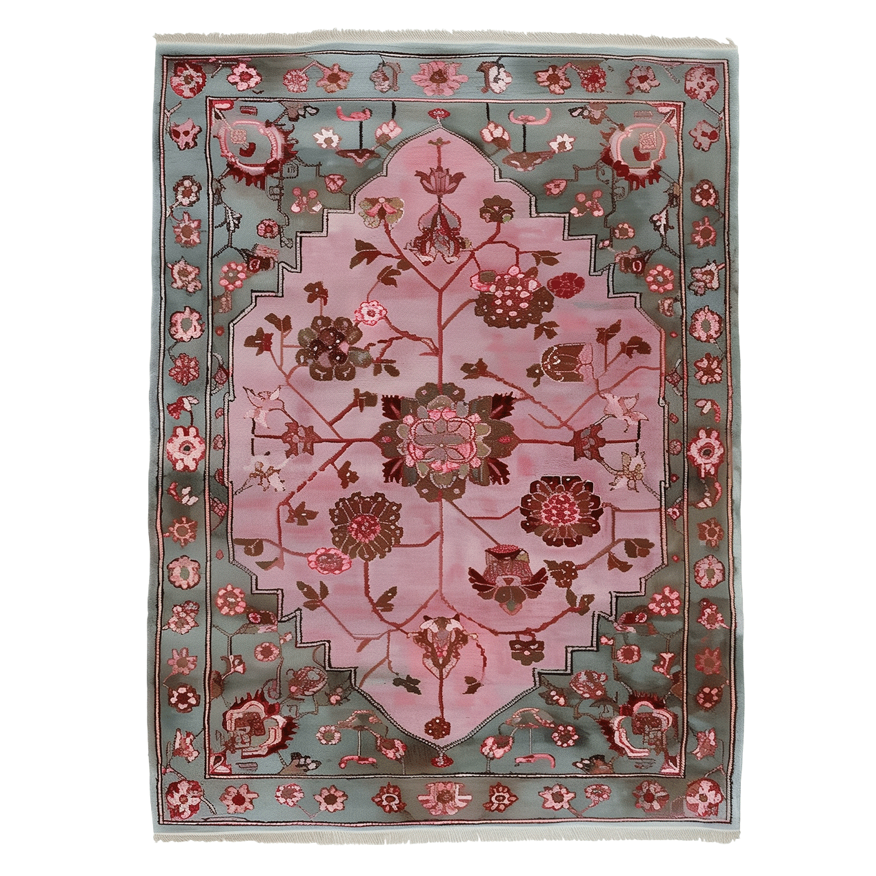 Blush Medallion Knotted Wool Rug