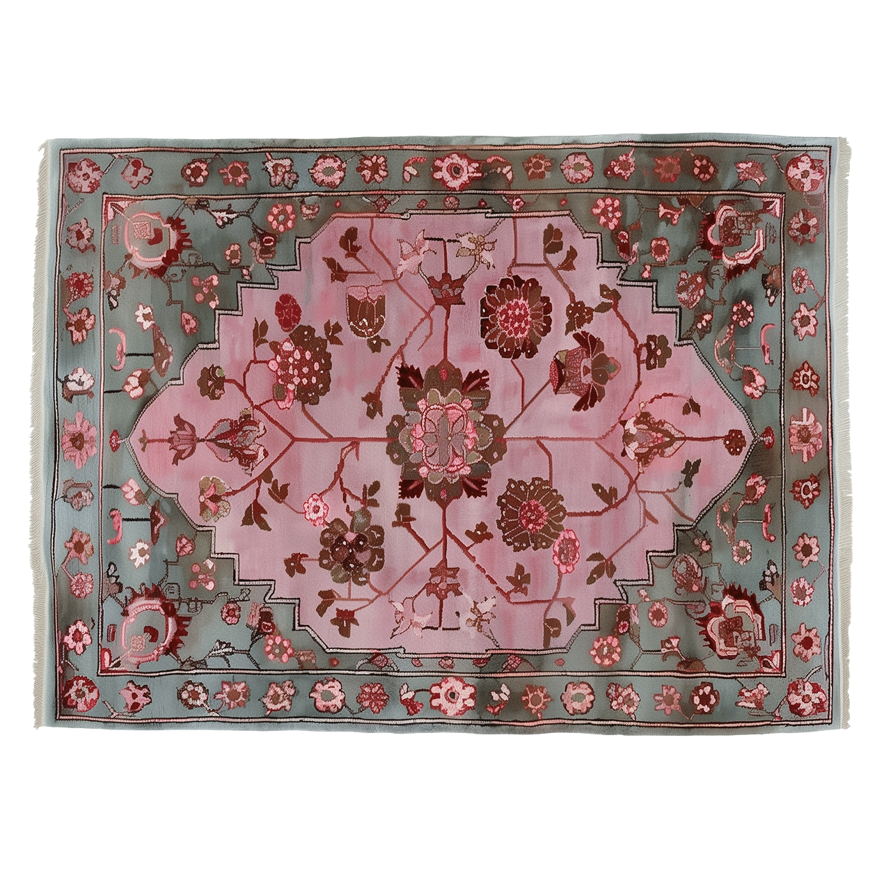 Blush Medallion Knotted Wool Rug