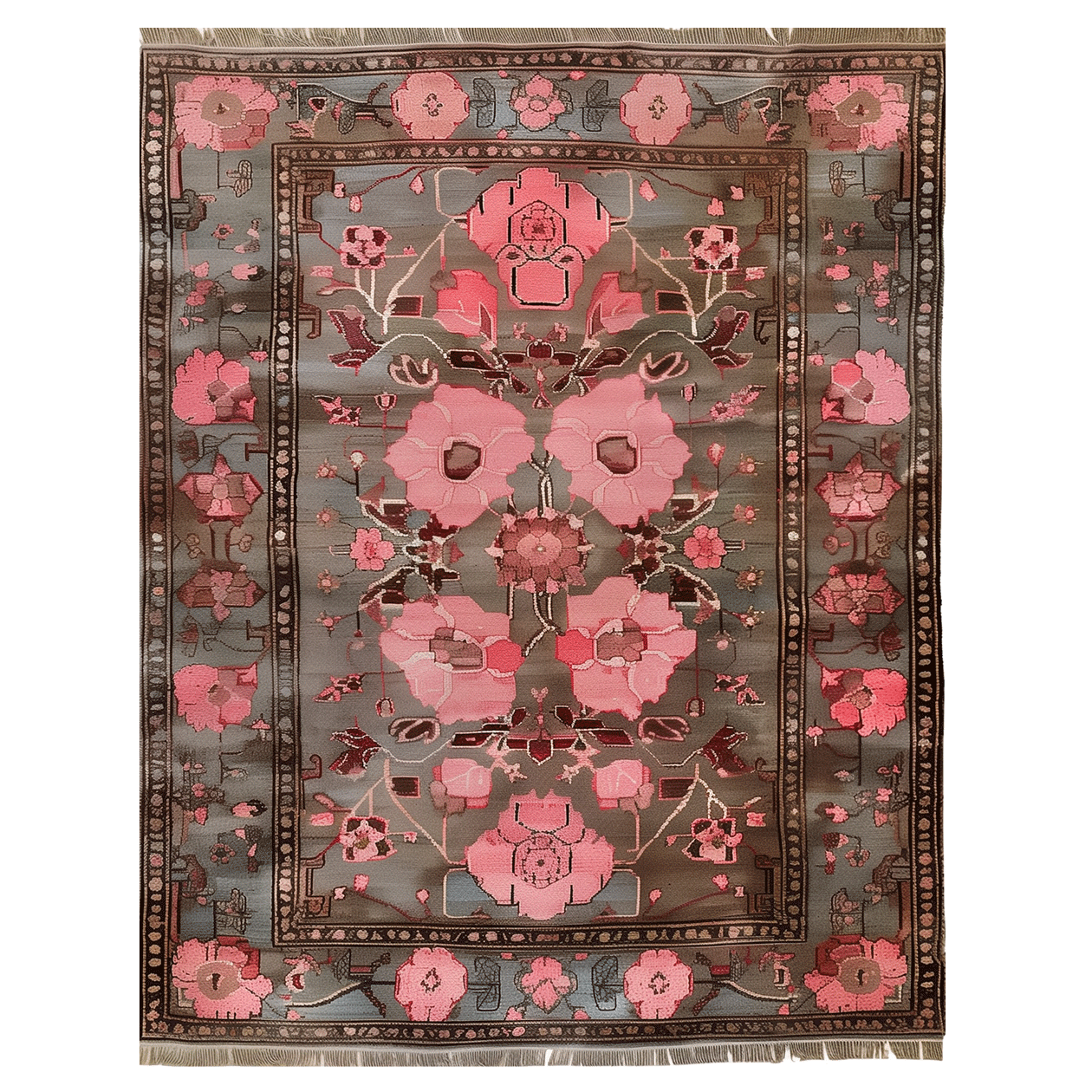 Crimson Eclipse Knotted Wool Rug