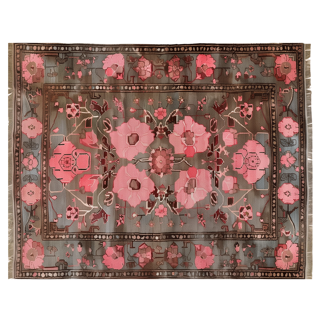 Crimson Eclipse Knotted Wool Rug