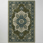 Verdant Lotus Medallion Hand Tufted Wool Rug - studio photo