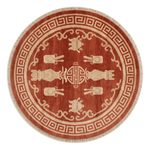 Vermilion Scholar Vessels Round Hand Knotted Rug - alternate view