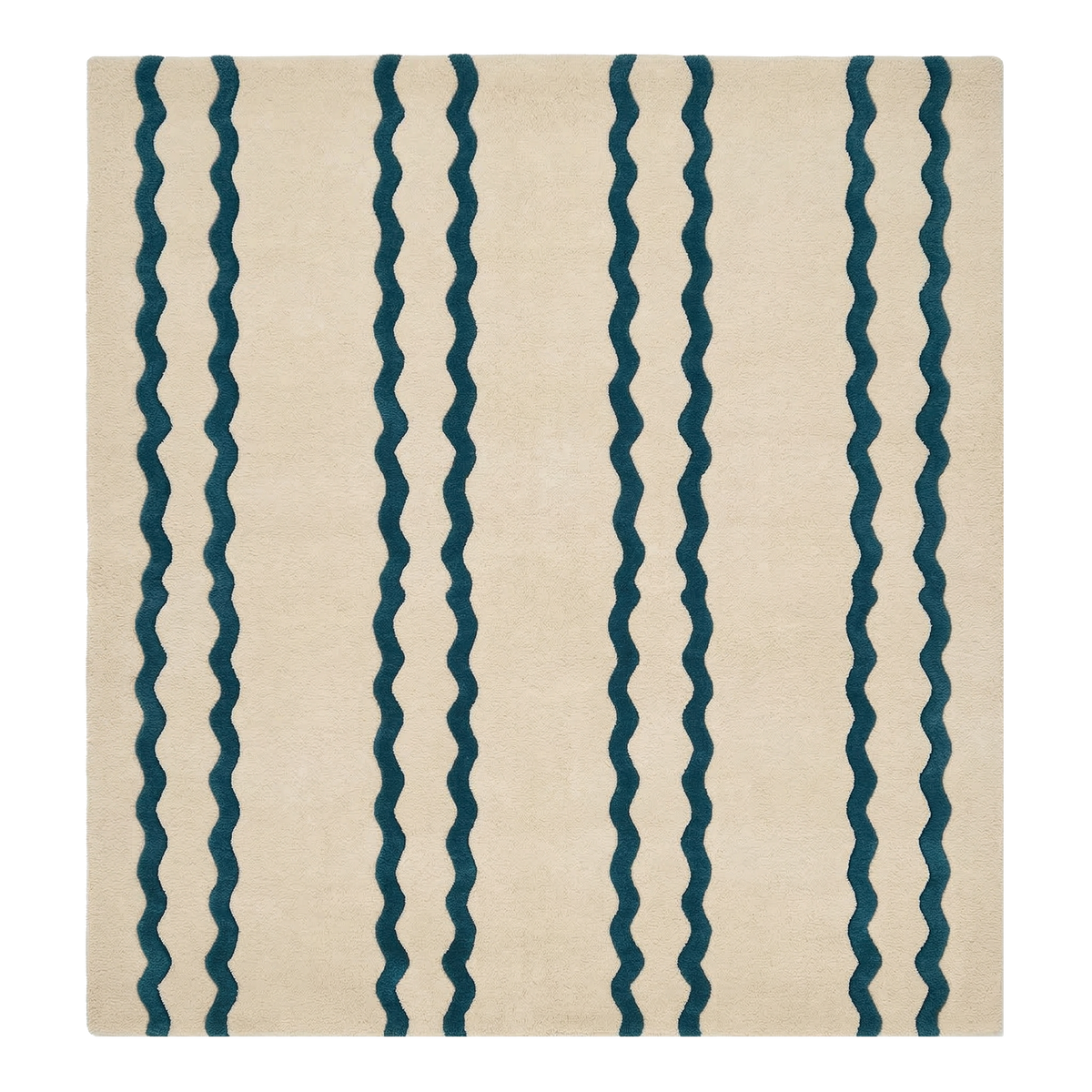 Wavy Parallel Lines Square Hand Tufted Wool Rug