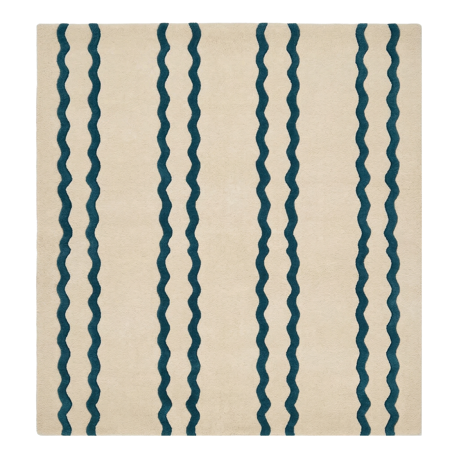 Wavy Parallel Lines Square Hand Tufted Wool Rug