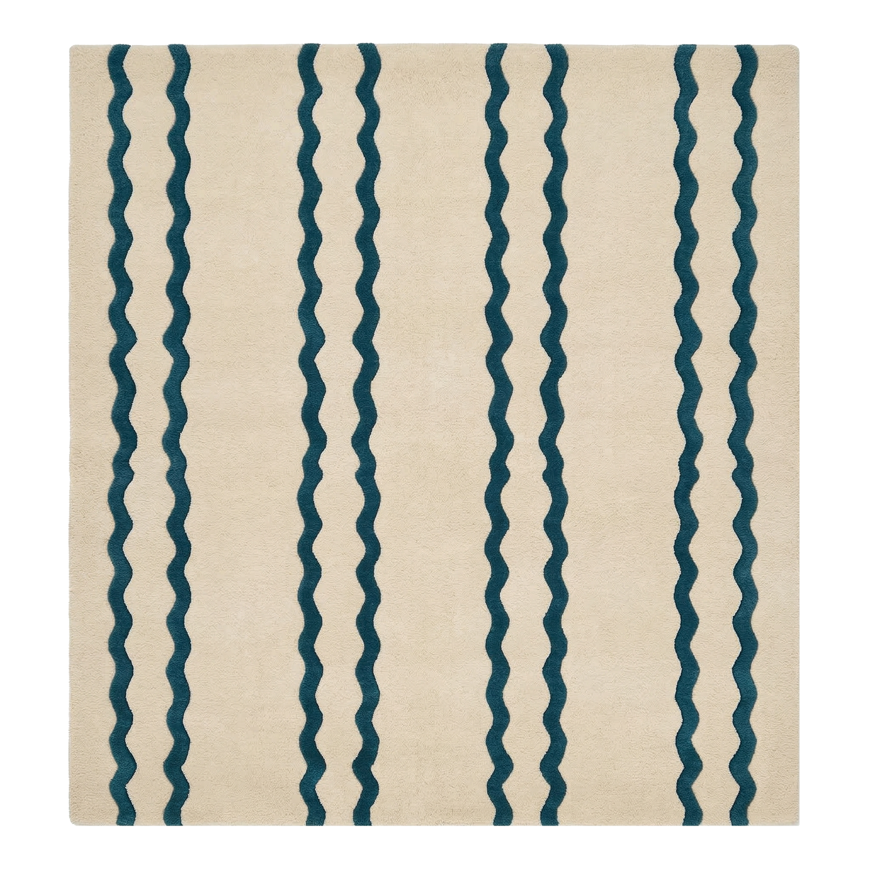 Wavy Parallel Lines Square Hand Tufted Wool Rug