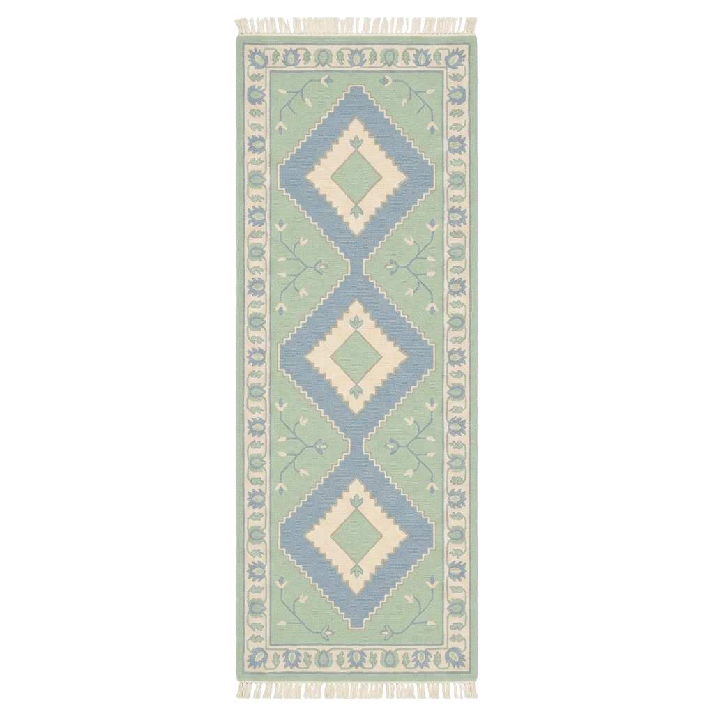 Whispering Garden Tiles Hand Knotted Runner Rug