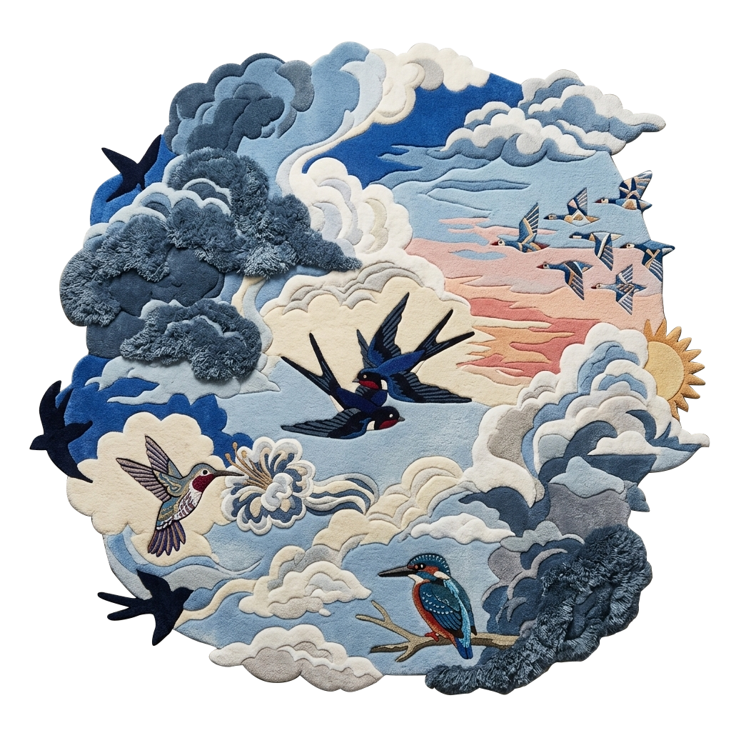 Whispering Indigo Sky Dawn Hand Tufted Wool Rug 