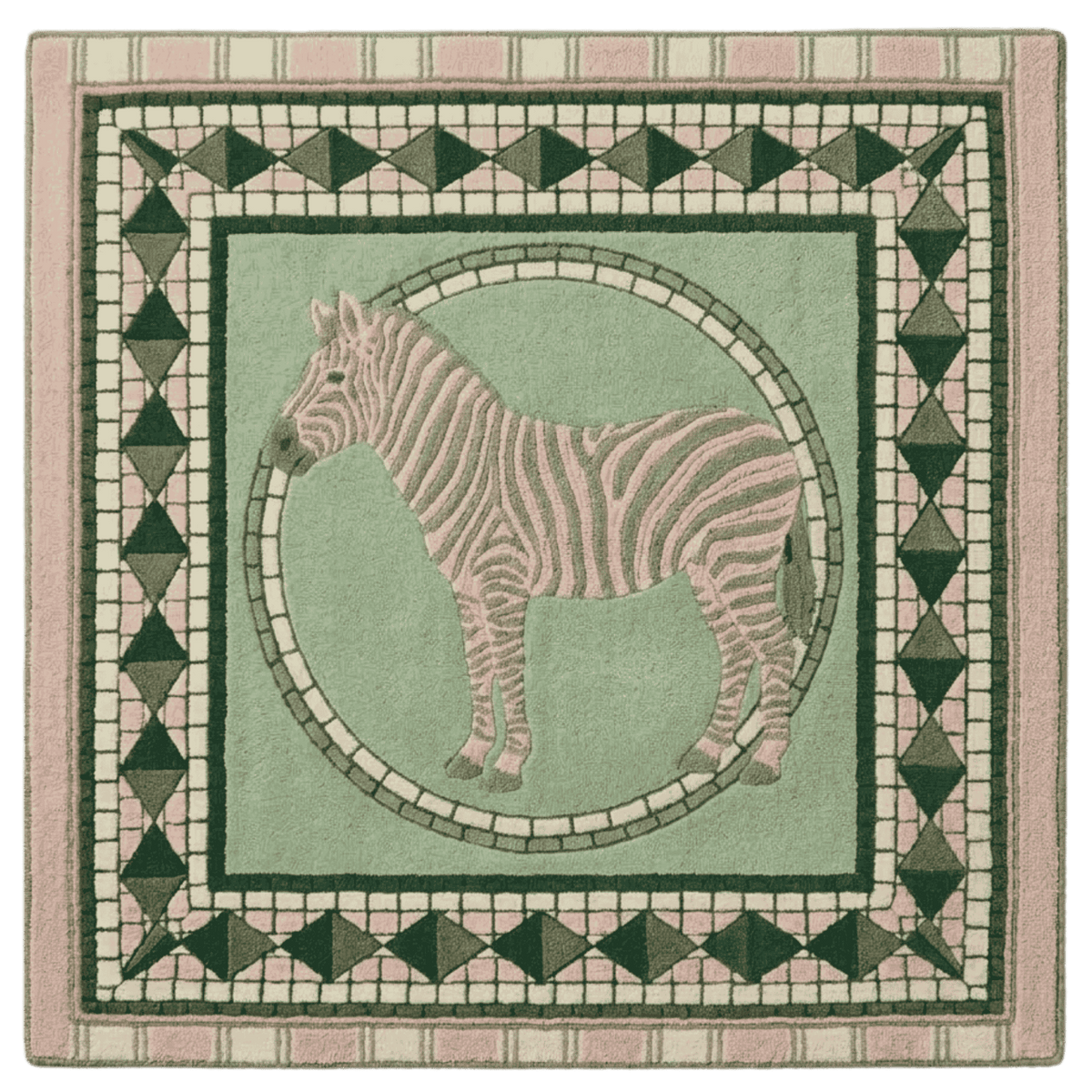 Zebra Mozaic Hand Tufted Wool Rug