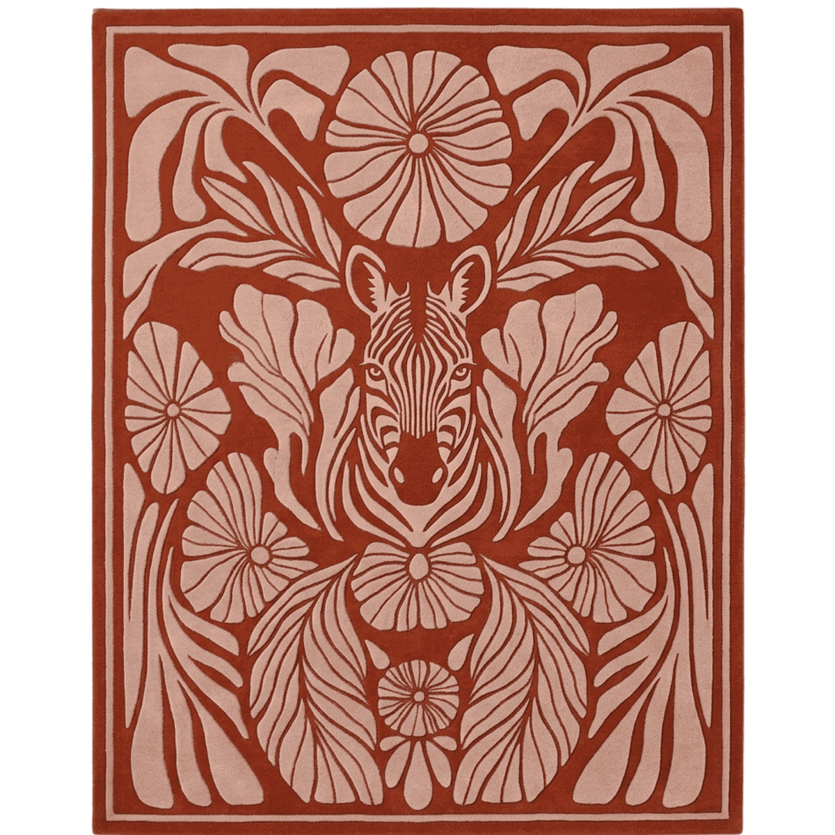 Zebra and Petal Hand Tufted Wool Rug