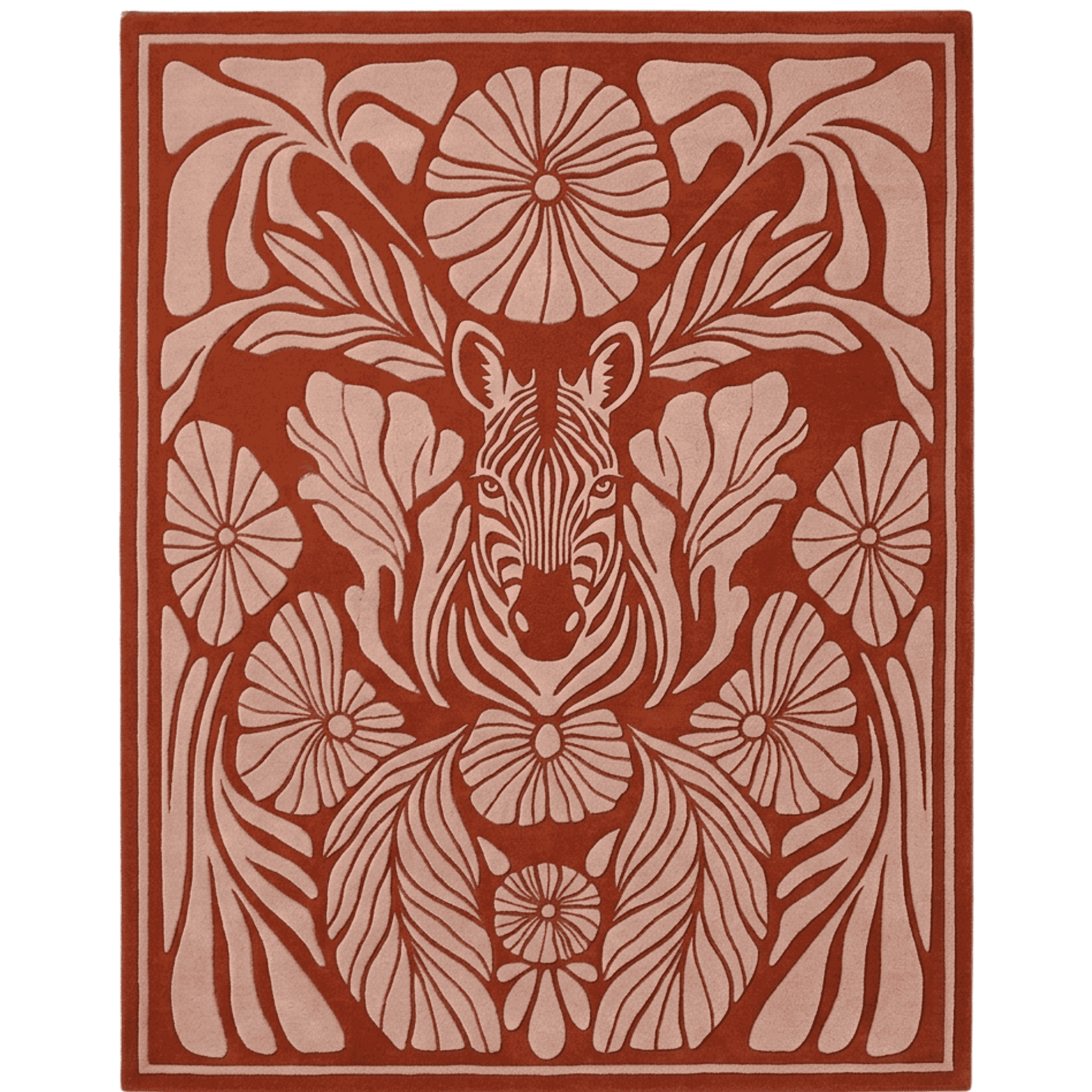 Zebra and Petal Hand Tufted Wool Rug
