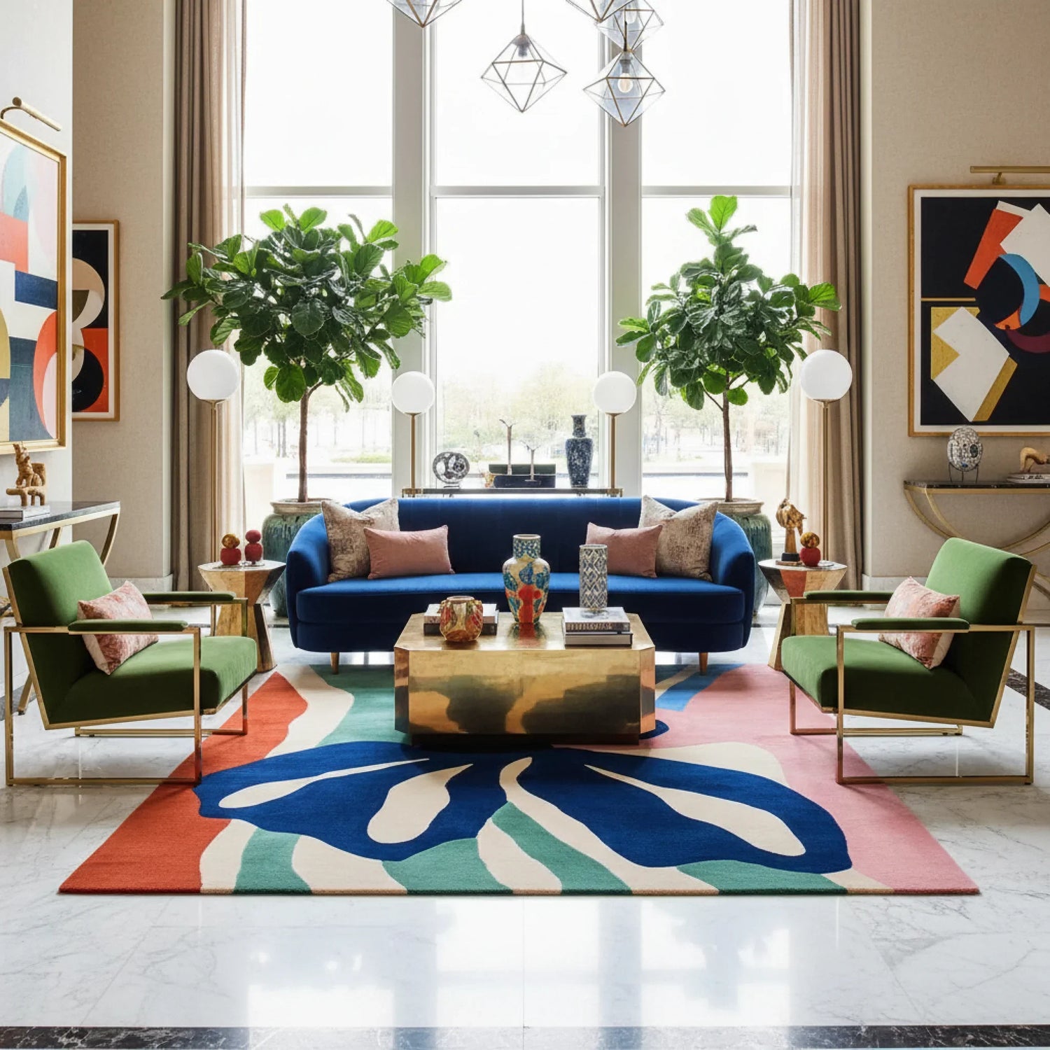 Abstract Face Canvas Hand Tufted Rug