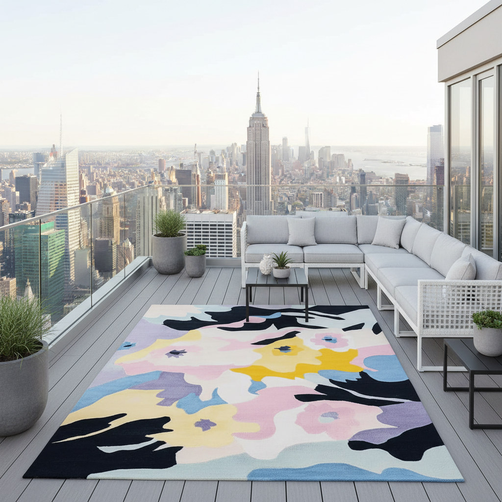 Abstract Floral Rhythm Hand Tufted Rug