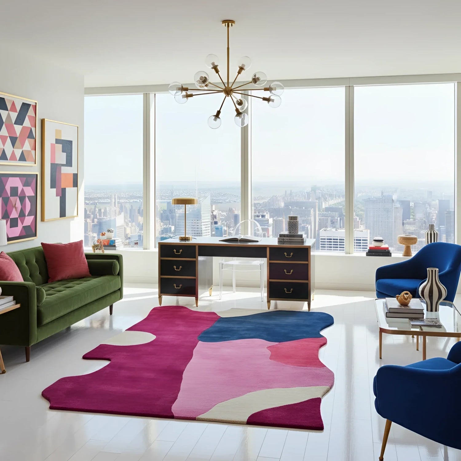 Abstract Shape Collision Hand Tufted Rug