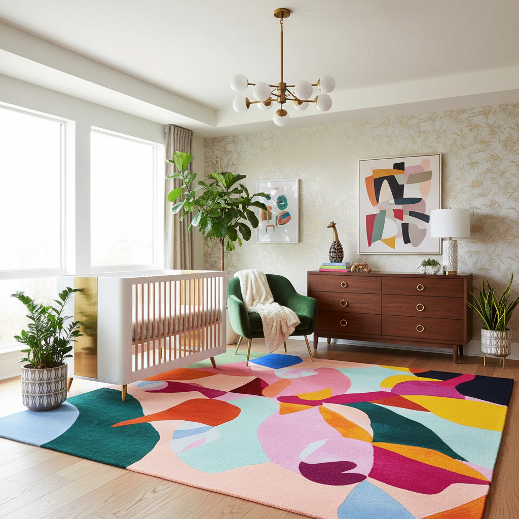 Abstract Shape Theory Hand Tufted Rug