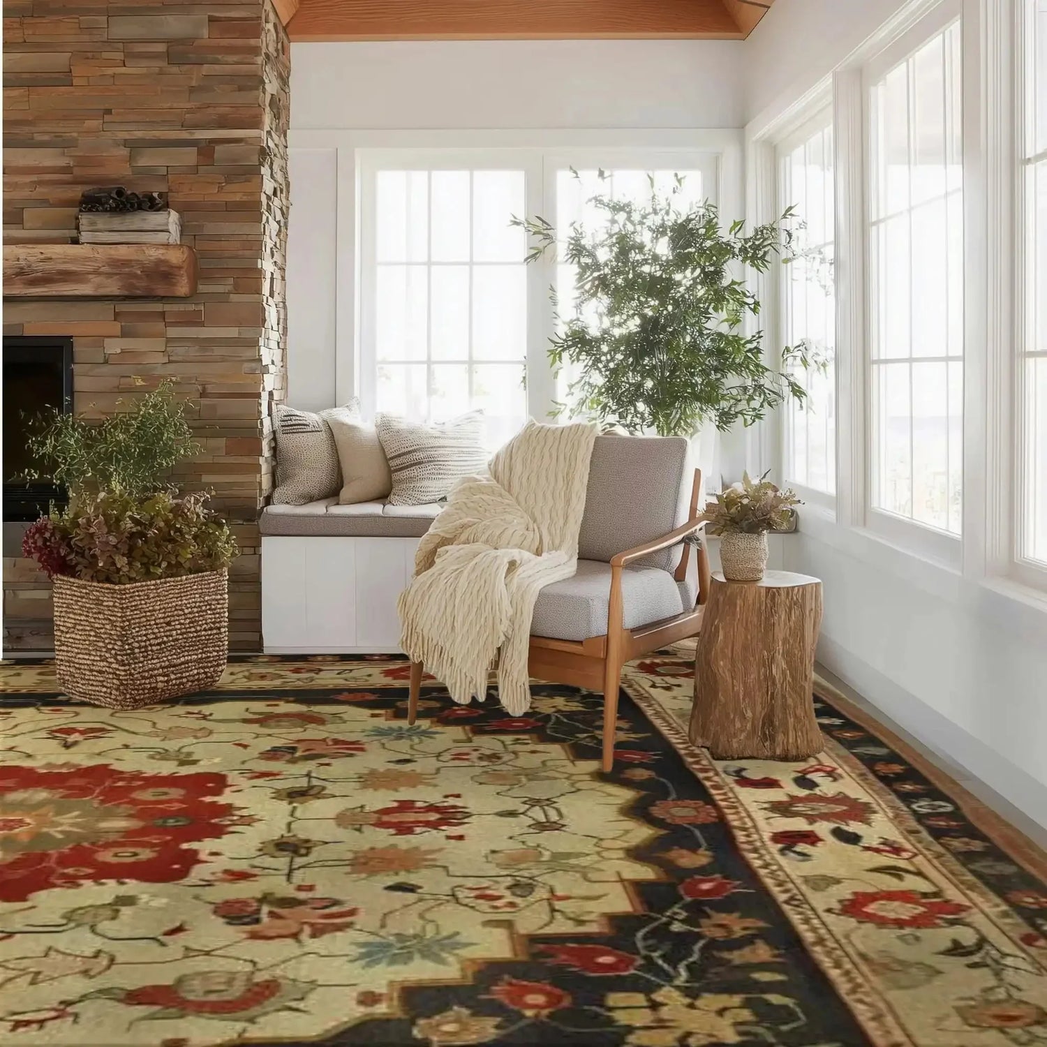 Ancestral Blossom Hand Knotted Area Rug