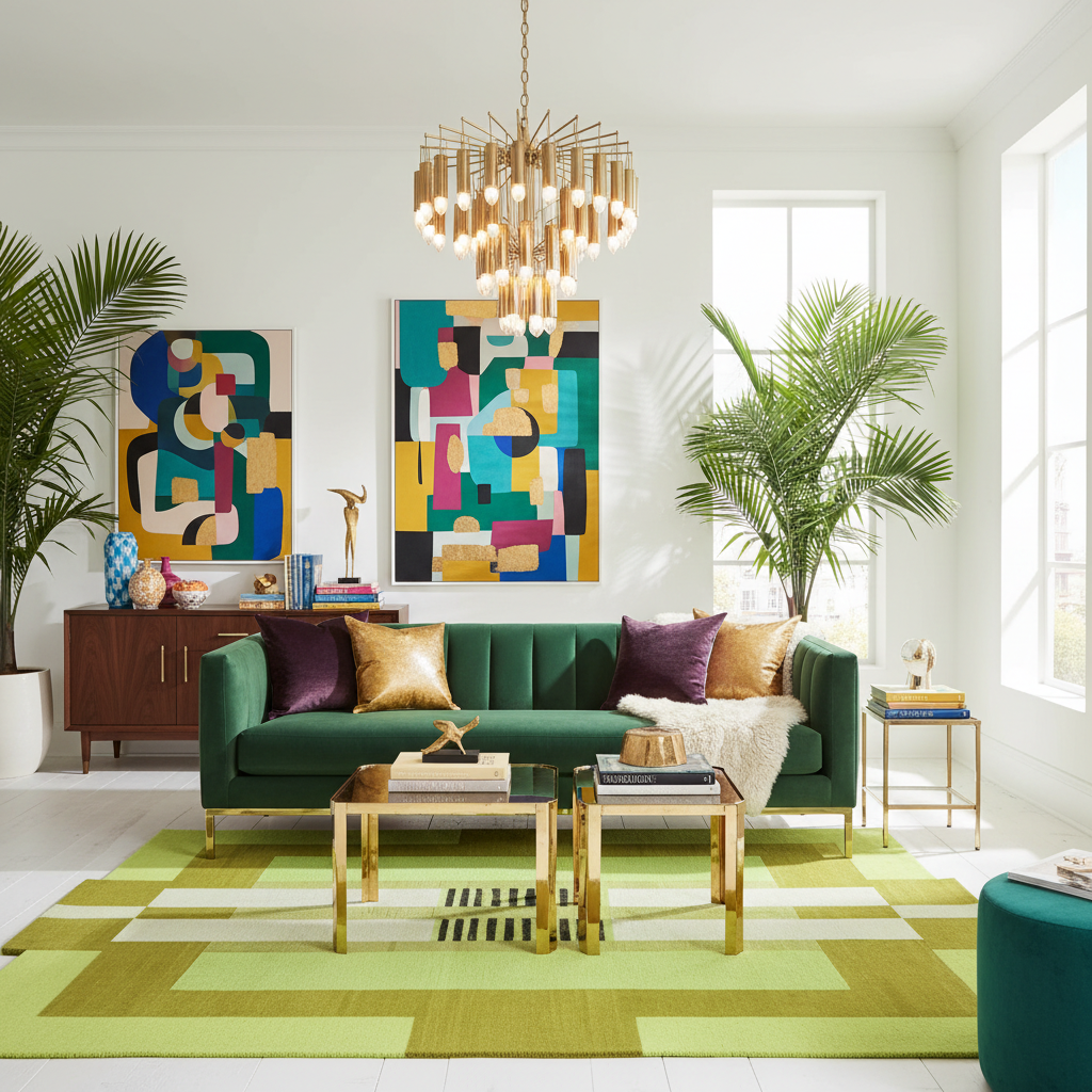 Atzec Green Hand Tufted Wool Rug