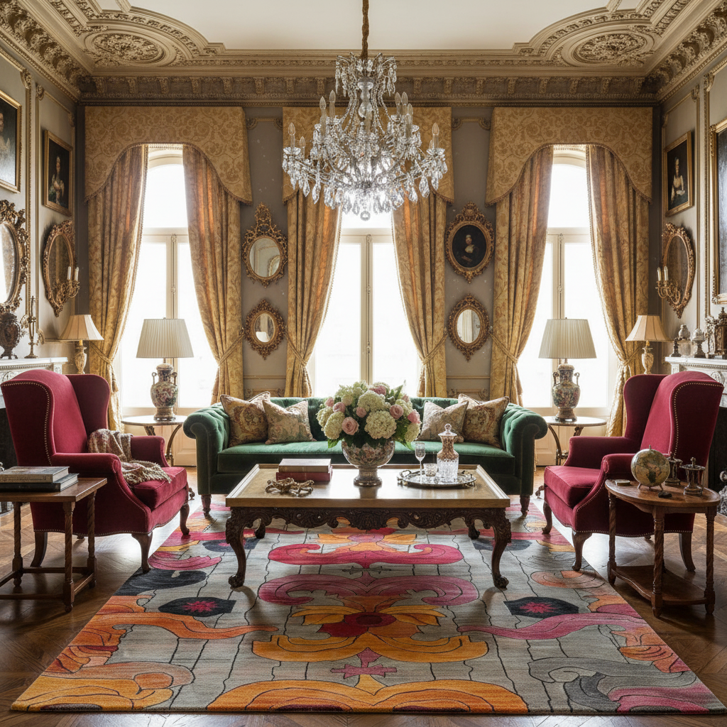 Baroque Fire Bloom Hand Tufted Rug