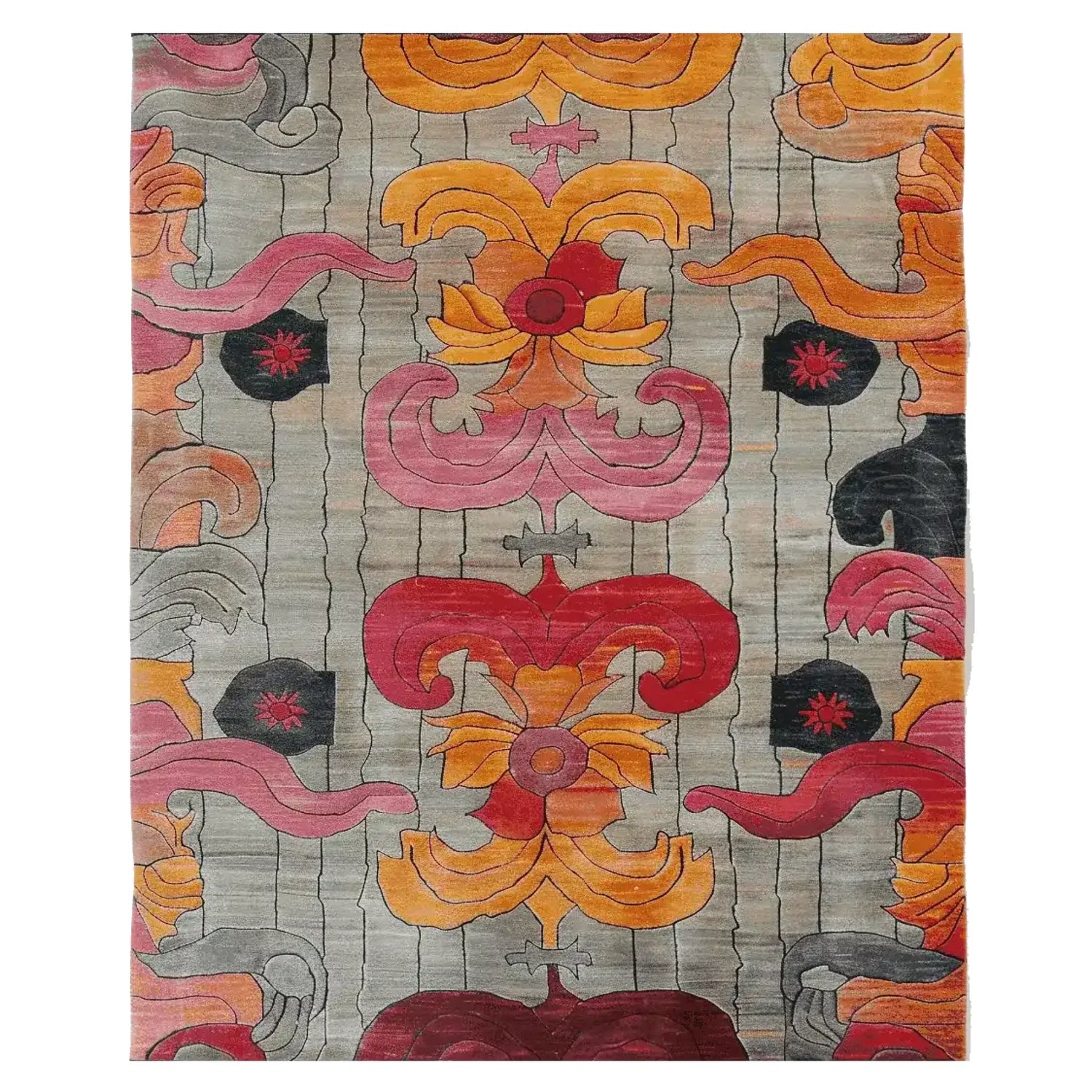 Baroque Fire Bloom Hand Tufted Rug