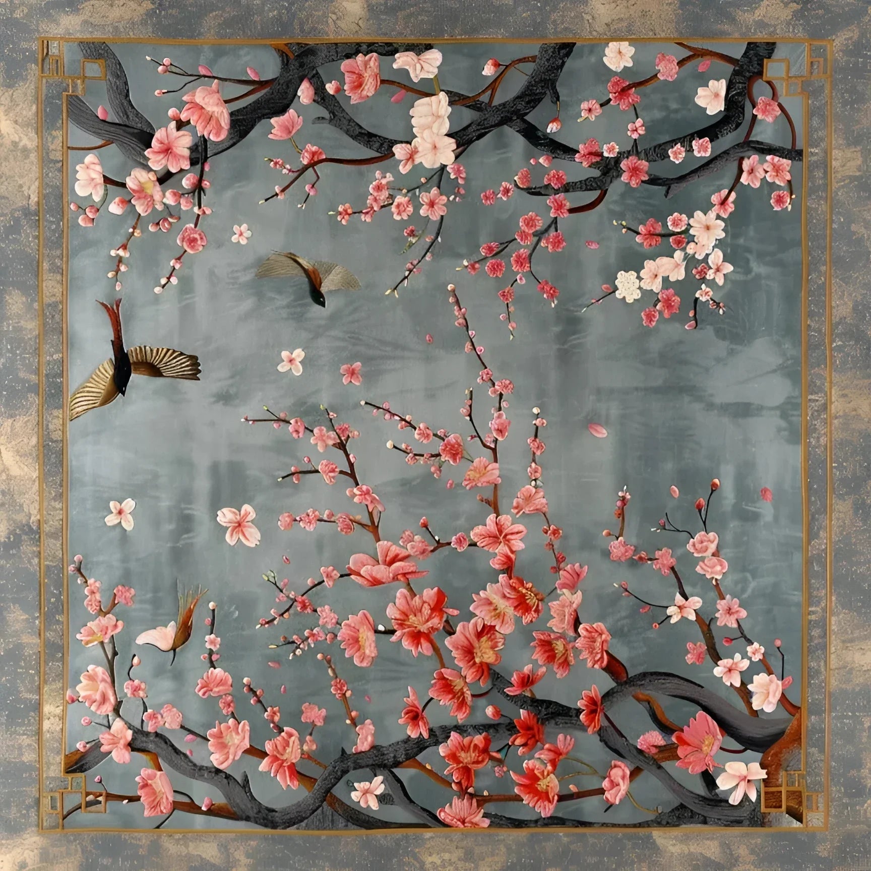 Bird and Blossom Tapestry Hand Tufted Wool Rug