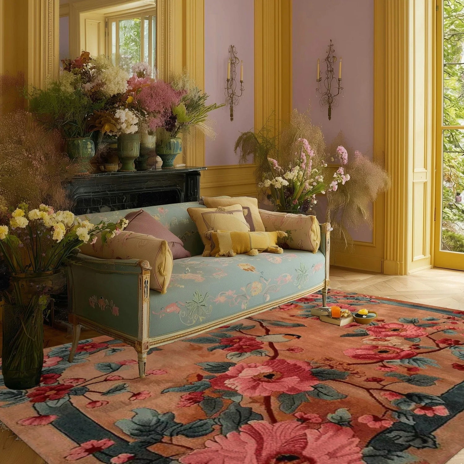 Birdsong in Bloom Hand Knotted Rug