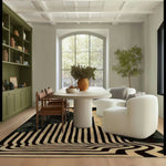 Black and Gold Striped Hand Tufted Rug 