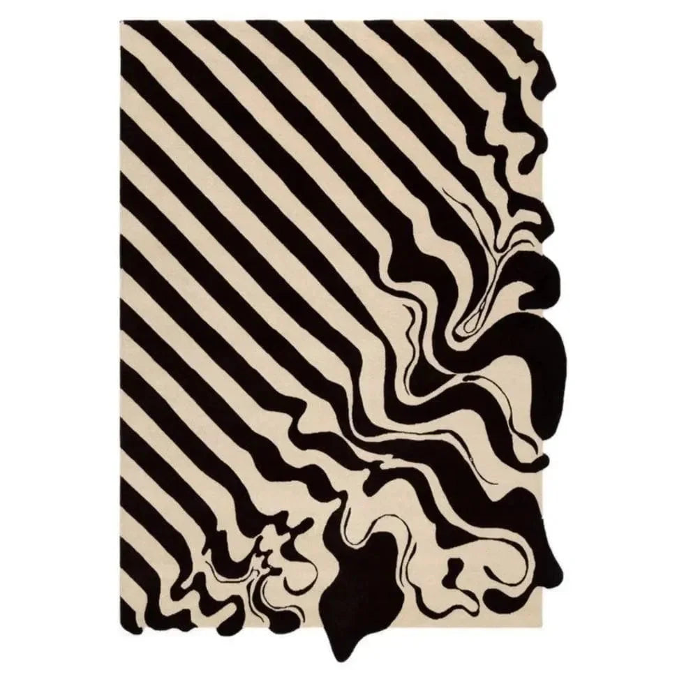 Black and Tan Melting Hand Tufted Wool Rug