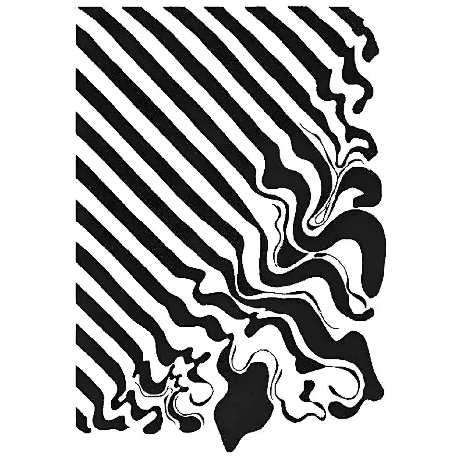 Black and White Melting Hand Tufted Wool Rug