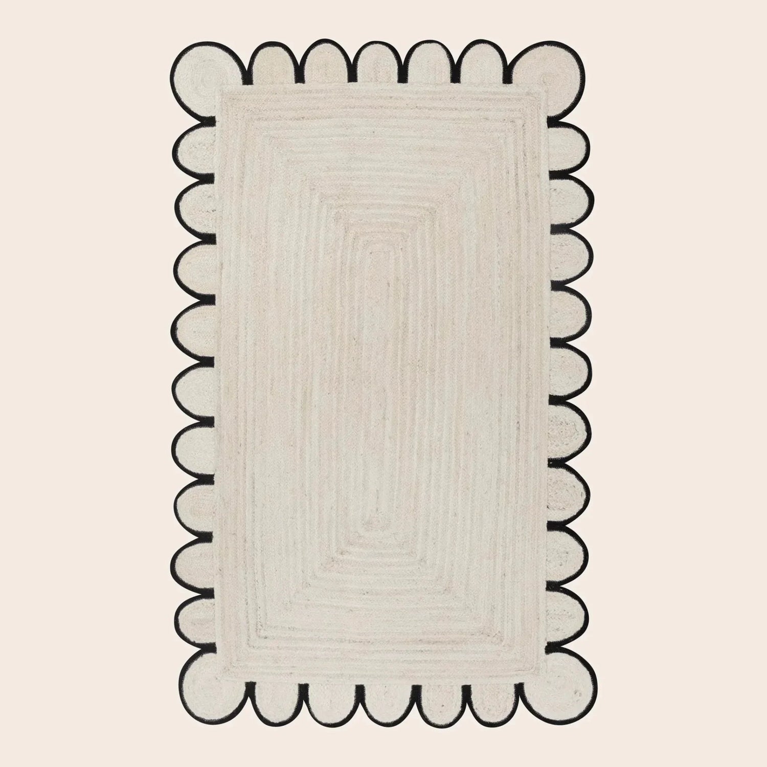 Black and White Scallop Jute Rug