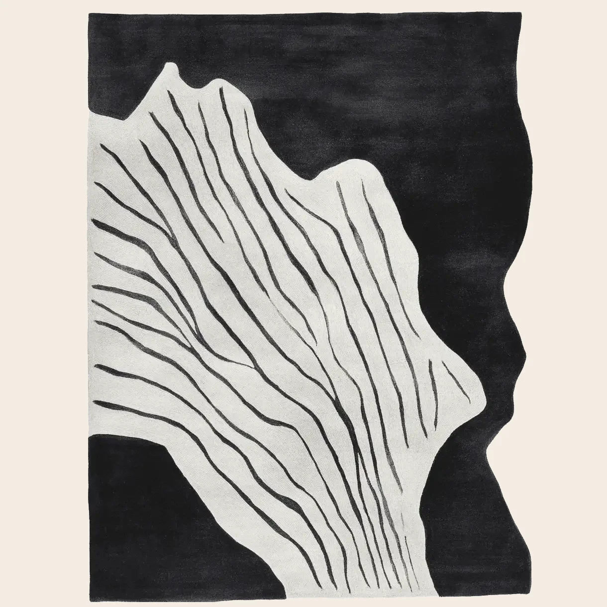 Black White Rhythm Hand Tufted Rug - rug