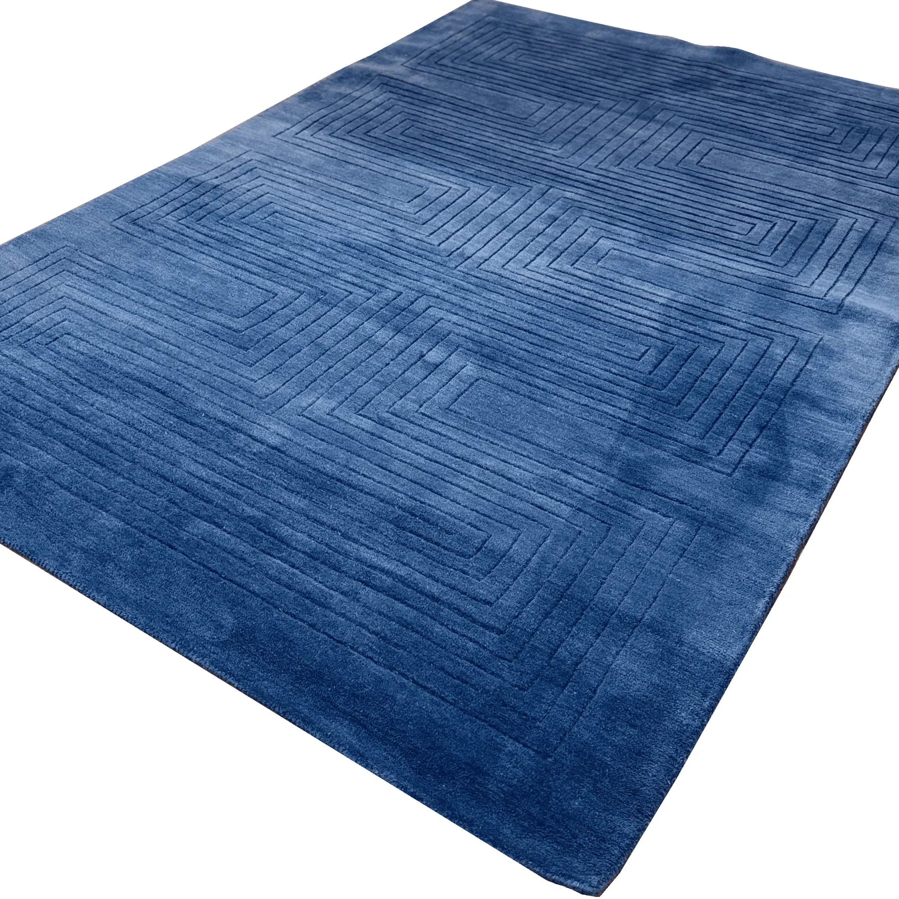 Blue Arctic Geo Modern Hand Tufted Wool Rug 7 - 1001 Knots