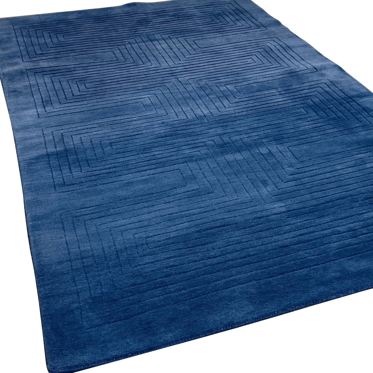 Blue Arctic Geo Modern Hand Tufted Wool Rug 6 - 1001 Knots