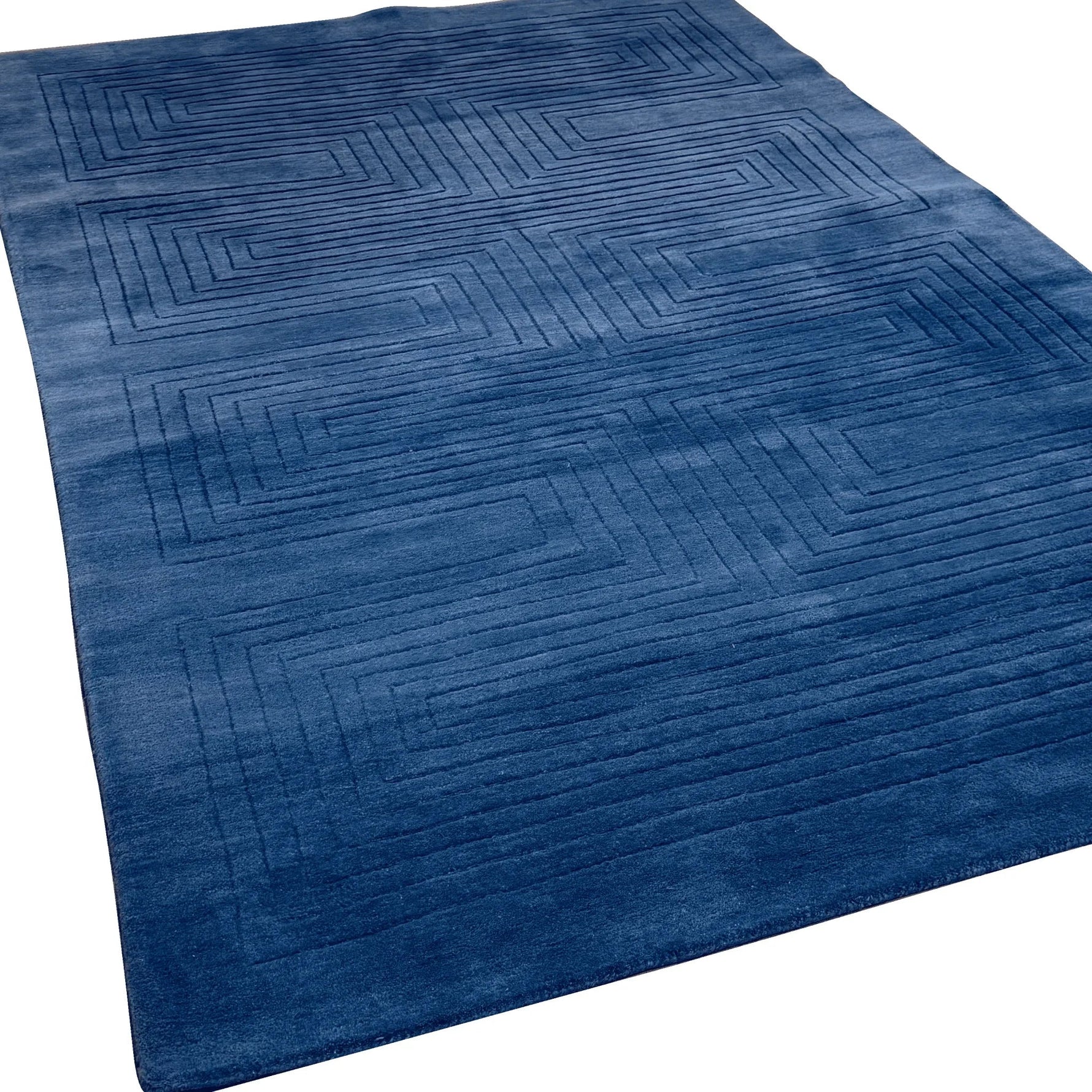 Blue Arctic Geo Modern Hand Tufted Wool Rug 6 - 1001 Knots
