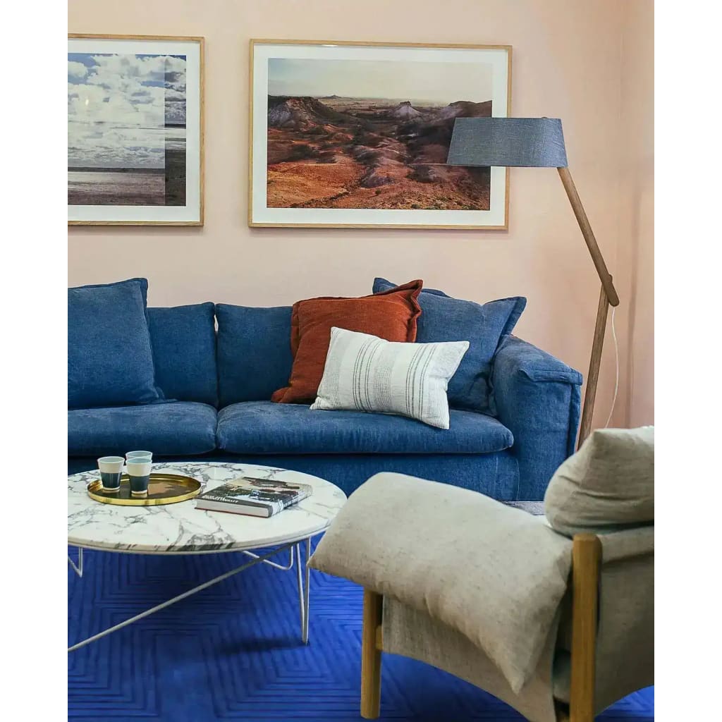 Blue Arctic Geo Modern Hand Tufted Wool Rug Runner 16 ft