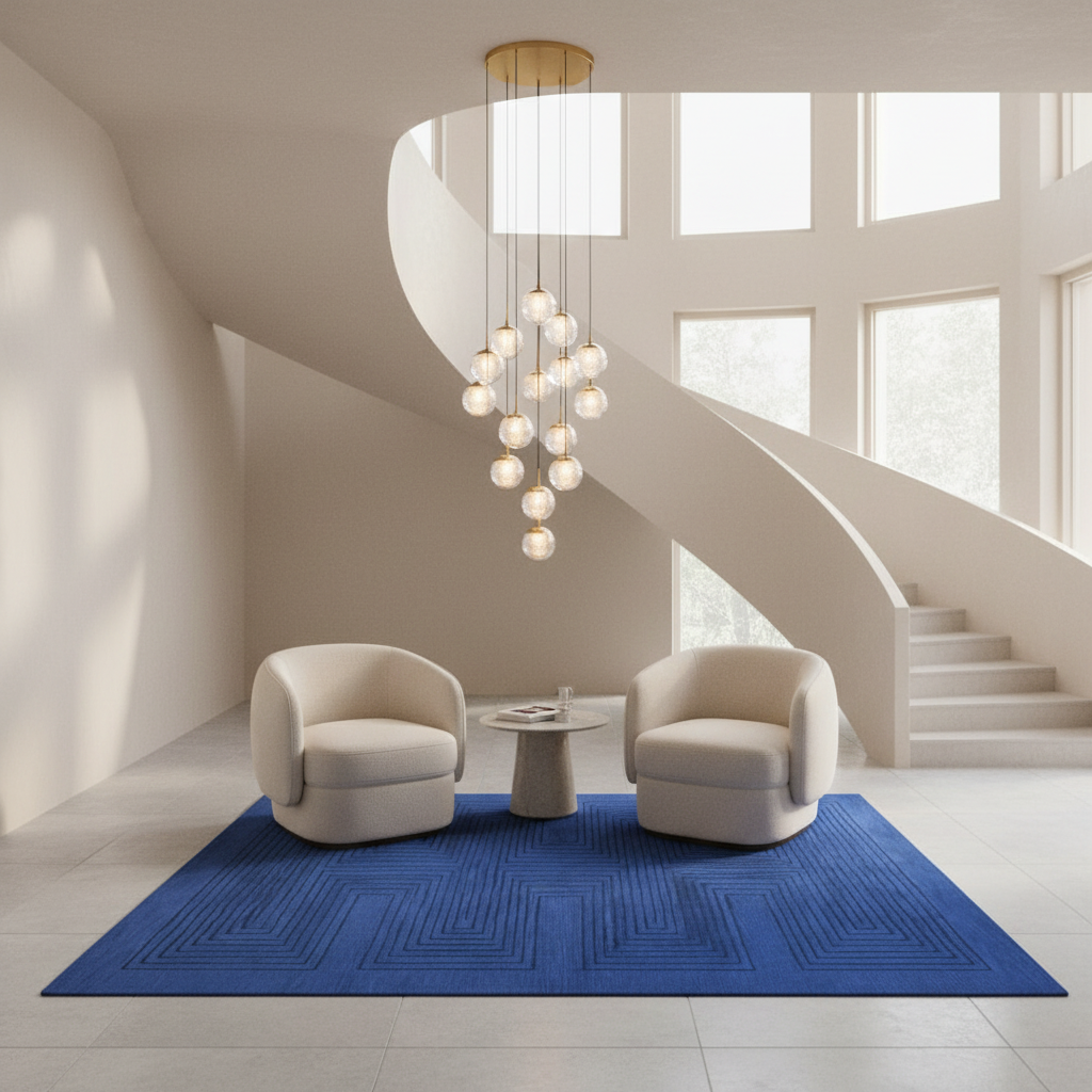 Blue Artic Geo Modern Hand Tufted Wool Rug